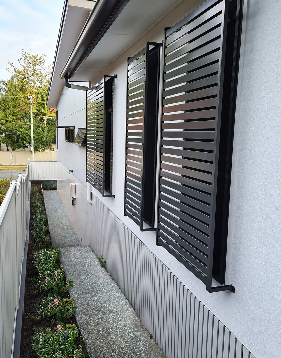 Slat windows on a modern house