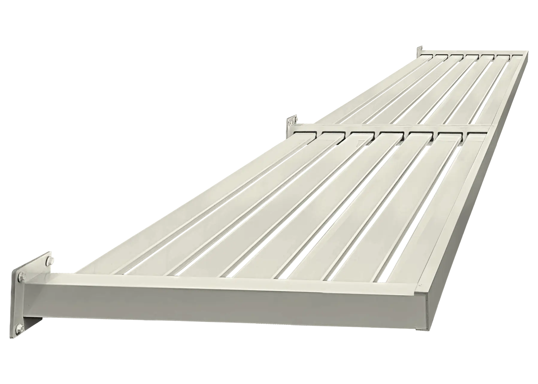 Large DIY Assembly Slat Aluminium Awning in Surfmist