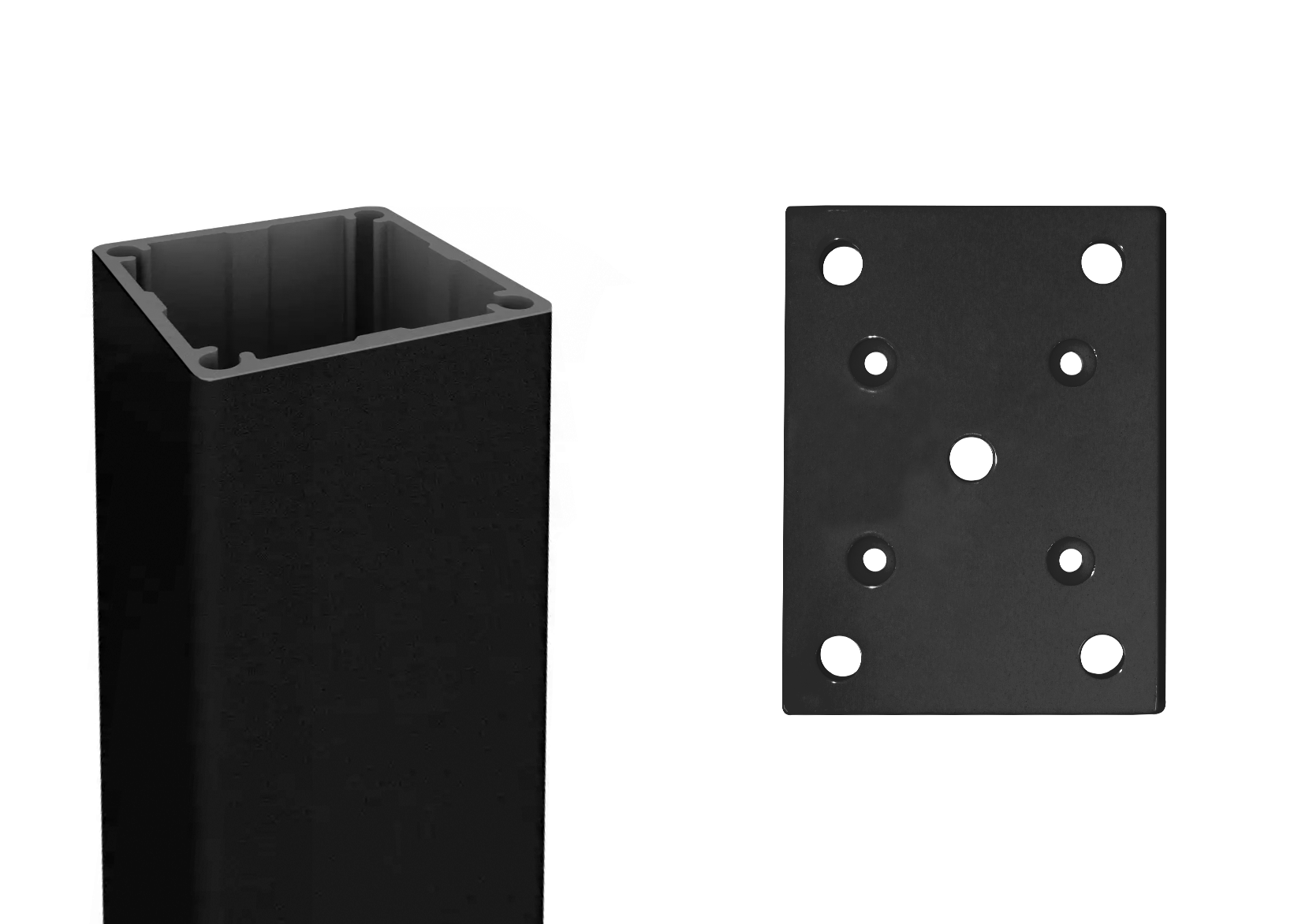 Aluminium Screw Flute Post & Cap | Base Plate | 1600H