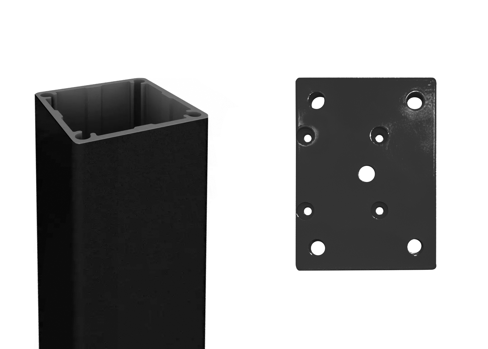 Aluminium Screw Flute Post & Cap | Base Plate | 1900H