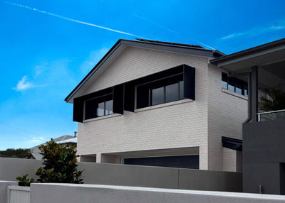 Black Window Shroud with Centre Columns on Manly House