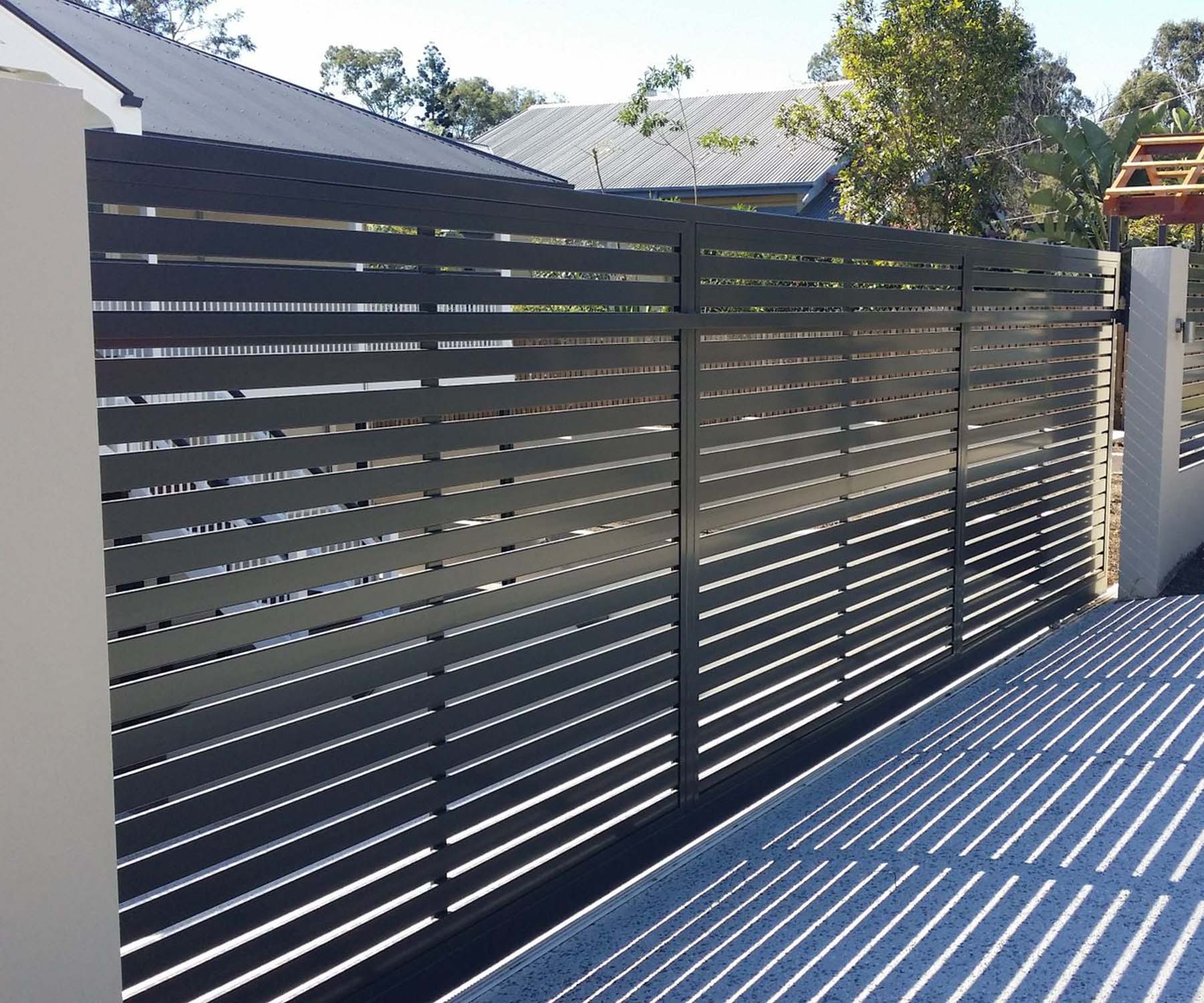 Clik'n'Fit Aluminium Slat Fence Infils Pedestrian Sliding Gate Monument