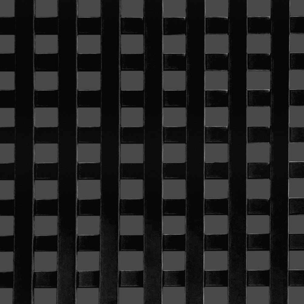 Close up of square steel lattice in black powder-coat