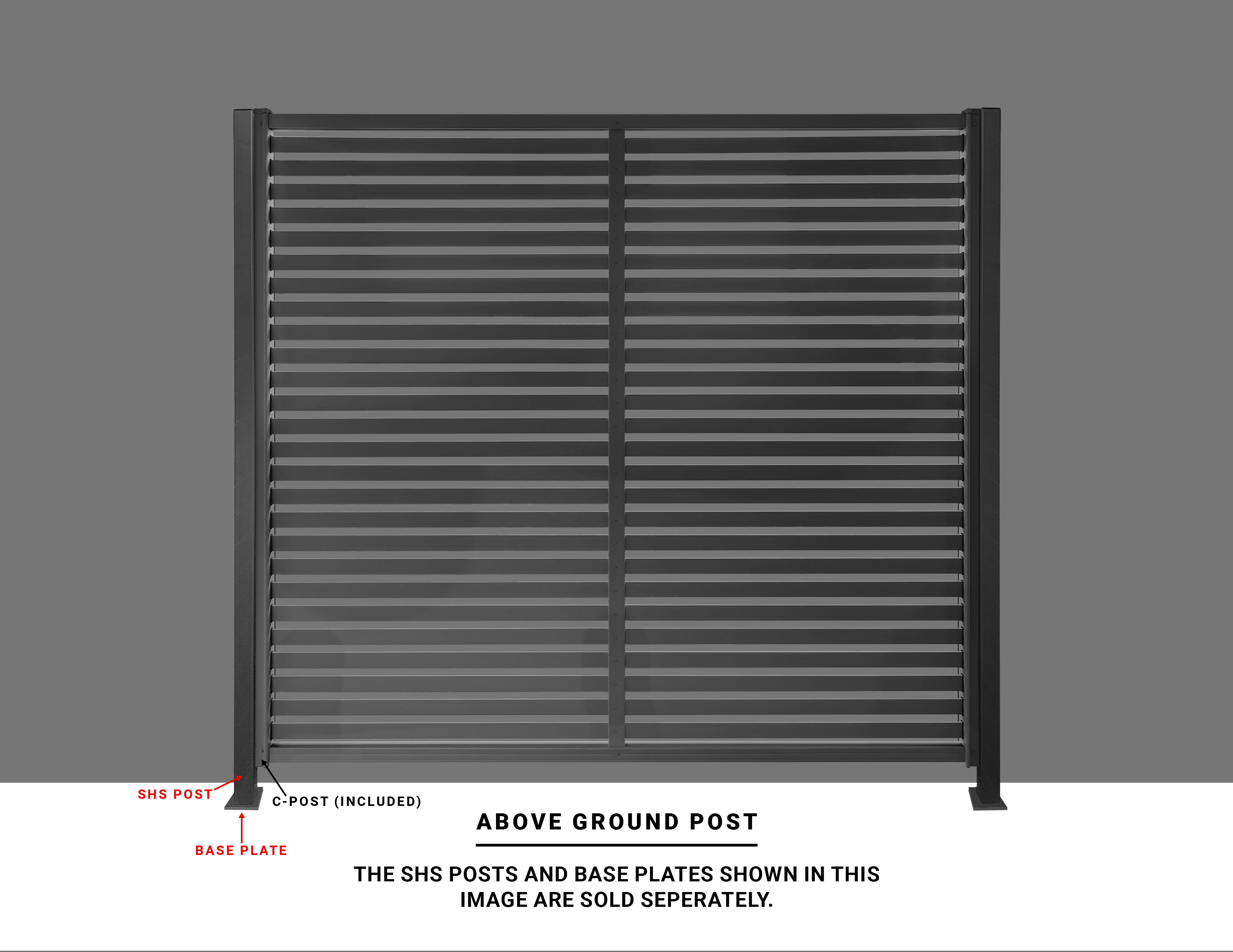 Standard Clik’N’Fit® Slat Screen Panel with Above Ground SHS Posts Sold Separately